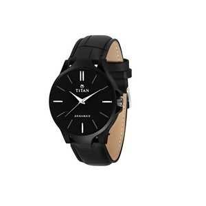 Titan All Black Leather Watch